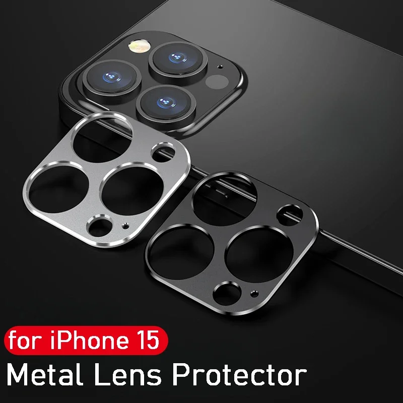 Hallow Metal Lens Protector For iPhone 15 Pro Max Plus Metal Alloy Camera Cover Sticker For iPhone 15/15Pro/15Plus/15 Pro Max