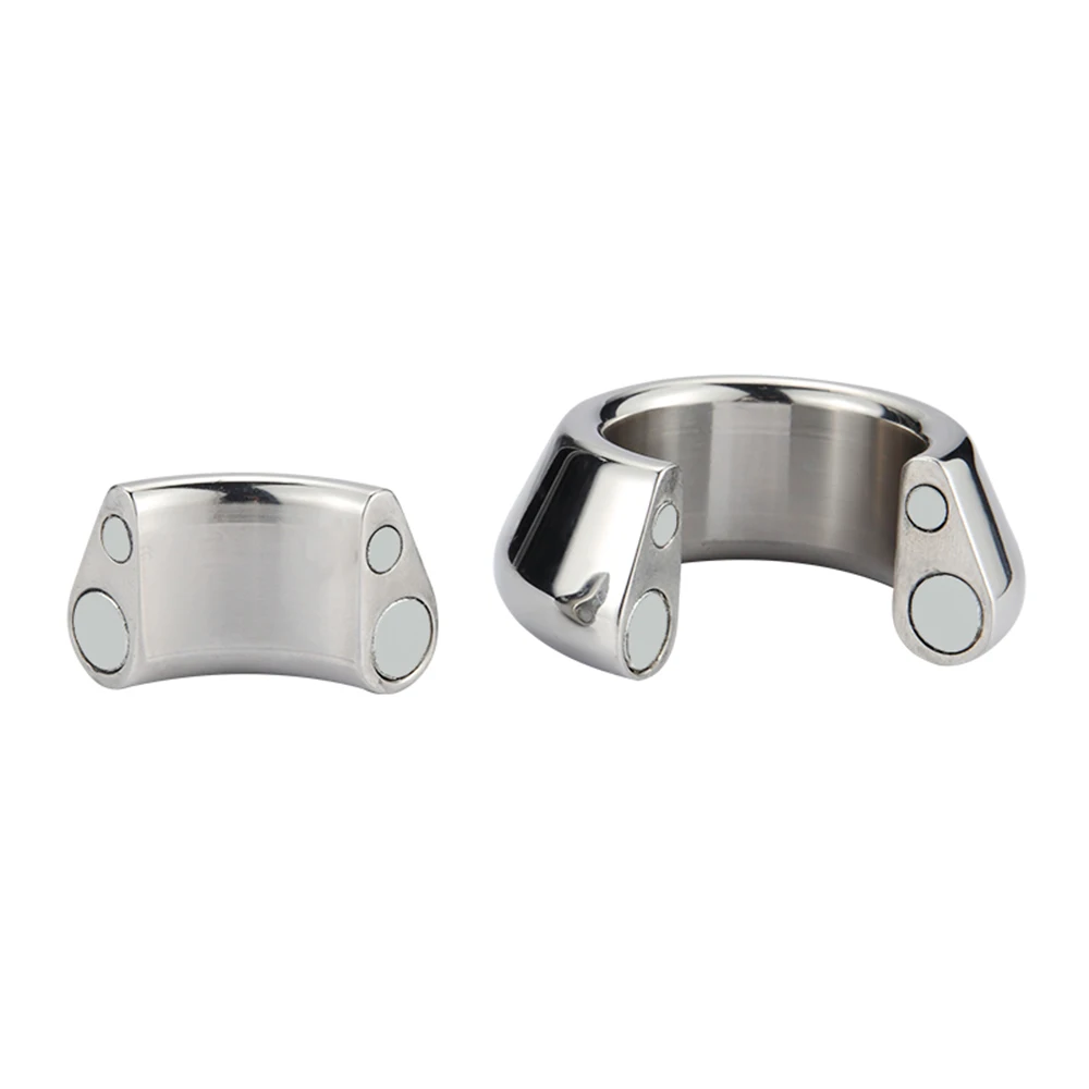 Stainless steel Cock Ring Magnets For Men Penis bondage Scrotum Weight Erection Ring Cock Trainer Male Adult Sex Toys