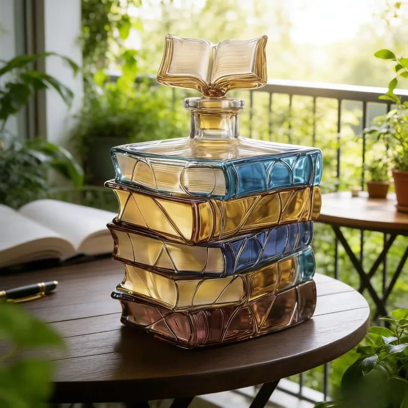 

Stack Whiskey Decanter Artistic Liquor Dispenser for Bourbon Vodka Tequila Vintage Home Office Aesthetic DecorationUniqueBarware