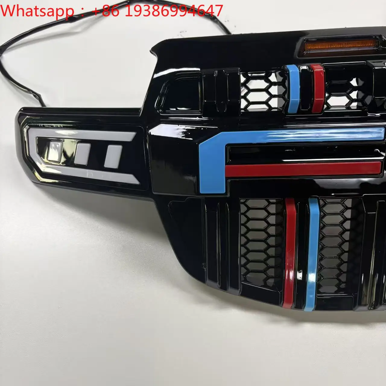 For Next Gen Ranger 2022-2024 Wildtrak XLT Sport Gloss Black Front Grille V2 with Leds