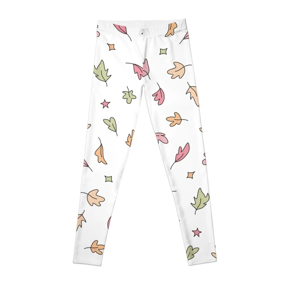 

pastel autumn decorative fall leaves cute pastel fall harvest botanical pants journaling tumbler hydro flask water bott Leggings