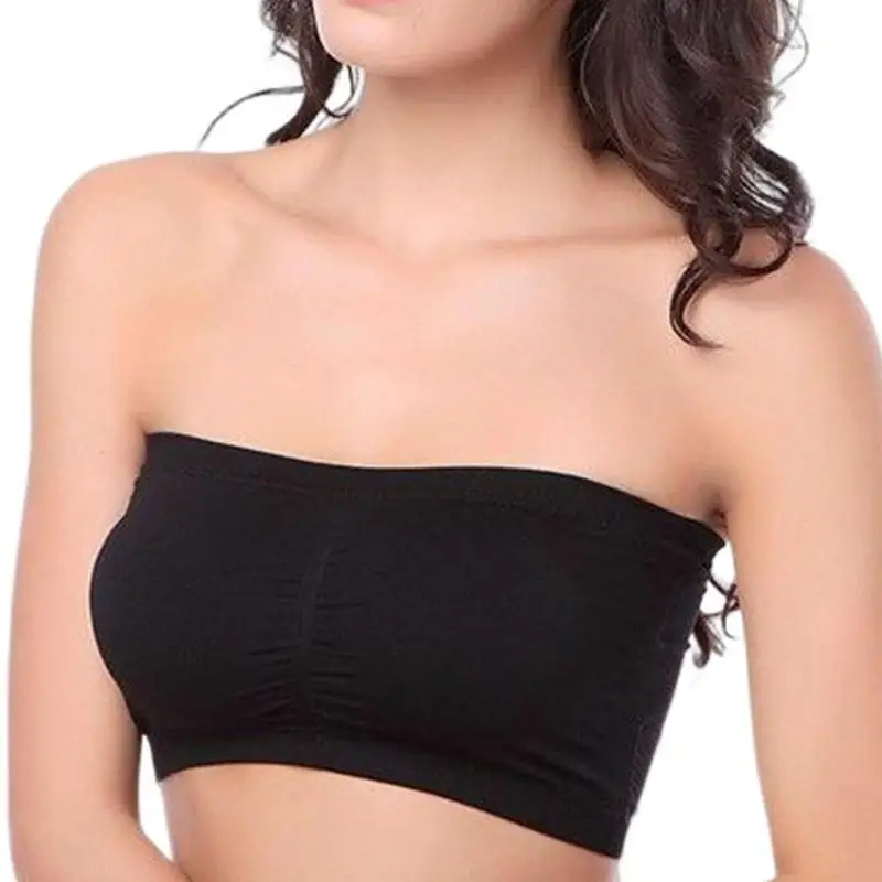 Strapless Bras For Women Super Stretchy Strapless Bra With Removable Pads Wireless Strapless Bra Bandeau Tube Top Womens Bandeau