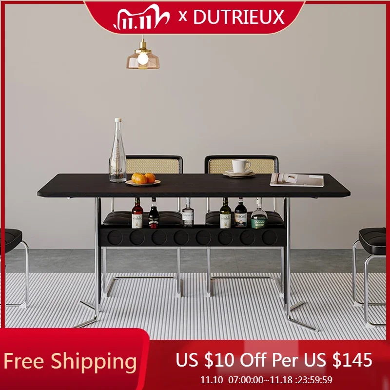 

Metal Heat Resistance Dining Table Italian Floor Salon Minimalist Dining Table Black Kitchen Mesa Dobravel Portatil Decorations