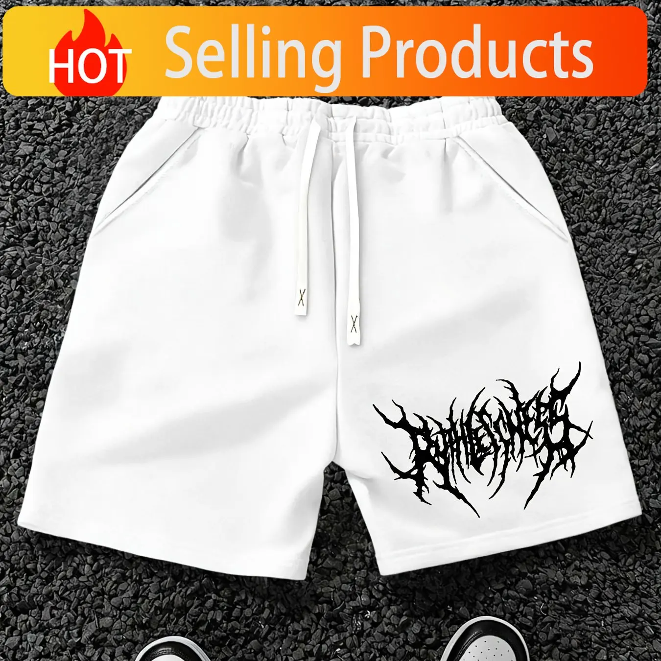 Men's Hot Selling Letter Pattern Printed Drawstring Waist Shorts, Summer Casual Outdoor Sports Shorts