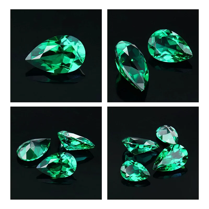 

Lab Grown Emerald Pear Cut Loose Gemstones Synthetic Columbia Emerald Stone Diamond With AGL Certificate For Jewelry Making