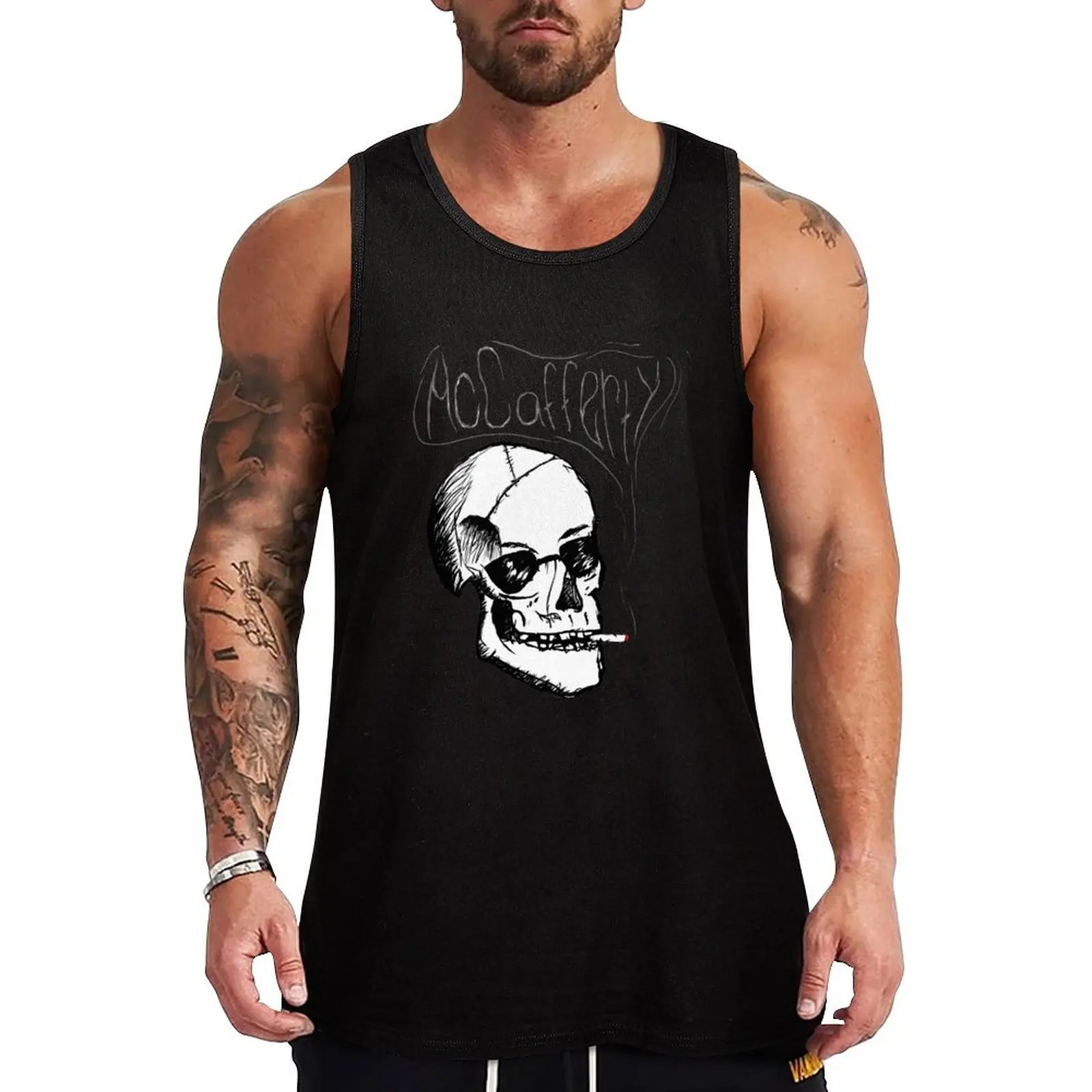 

McCafferty Smoking Skull Tank Top Men's gym t-shirt Muscle fit Men's summer clothes