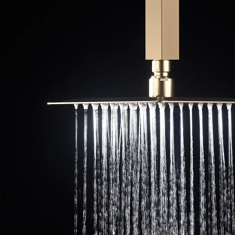Square Ultrathin  Rain Shower Head Bathroom Bath Shower Accessories Gun Metal Grey Shower Head, Brushed Gold, Black, Rose Gold