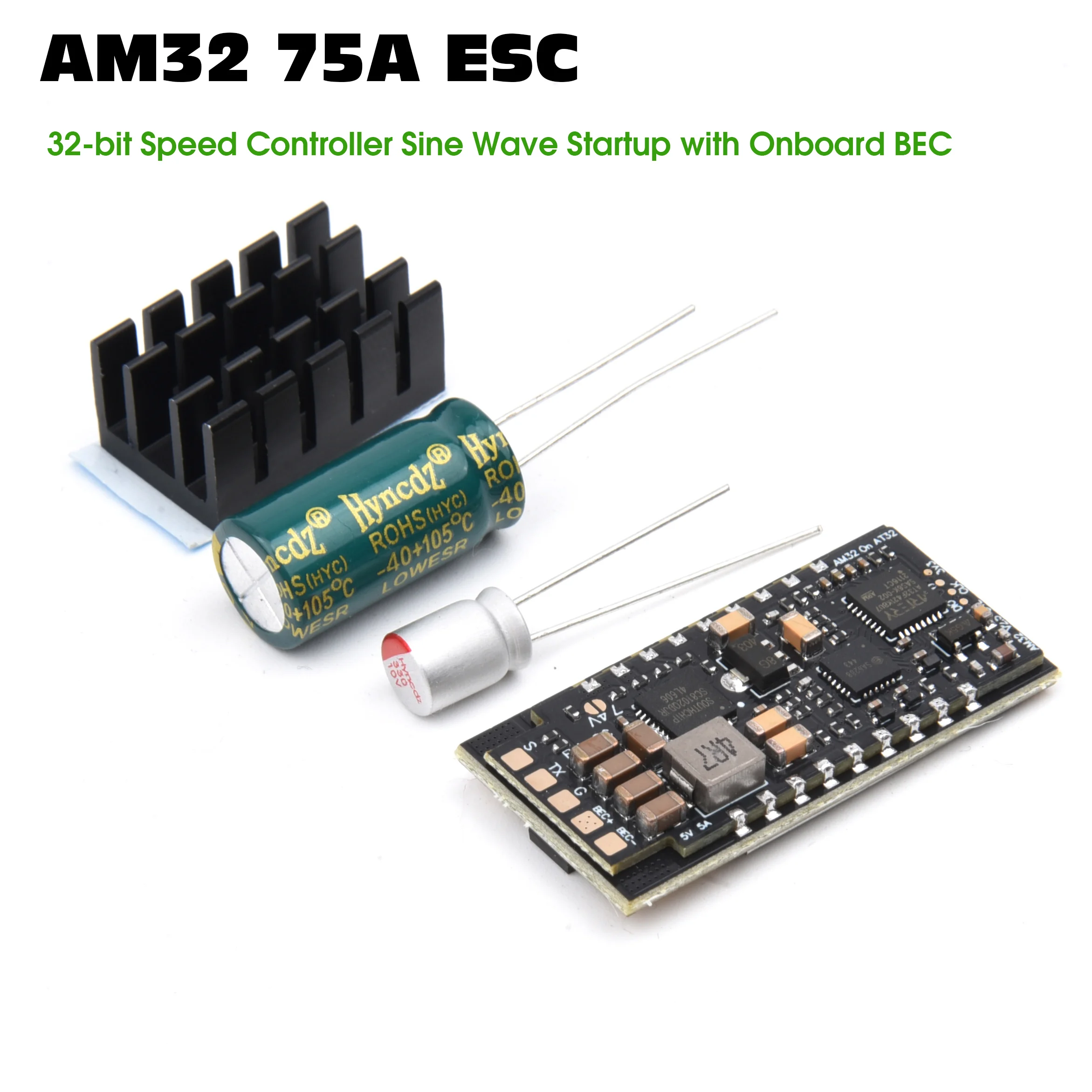 

AM32 75A ESC 7-26V Brushless V2.5 32-bit Speed Controller Sine Wave Startup with Onboard BEC For FPV Drone RC Model Car