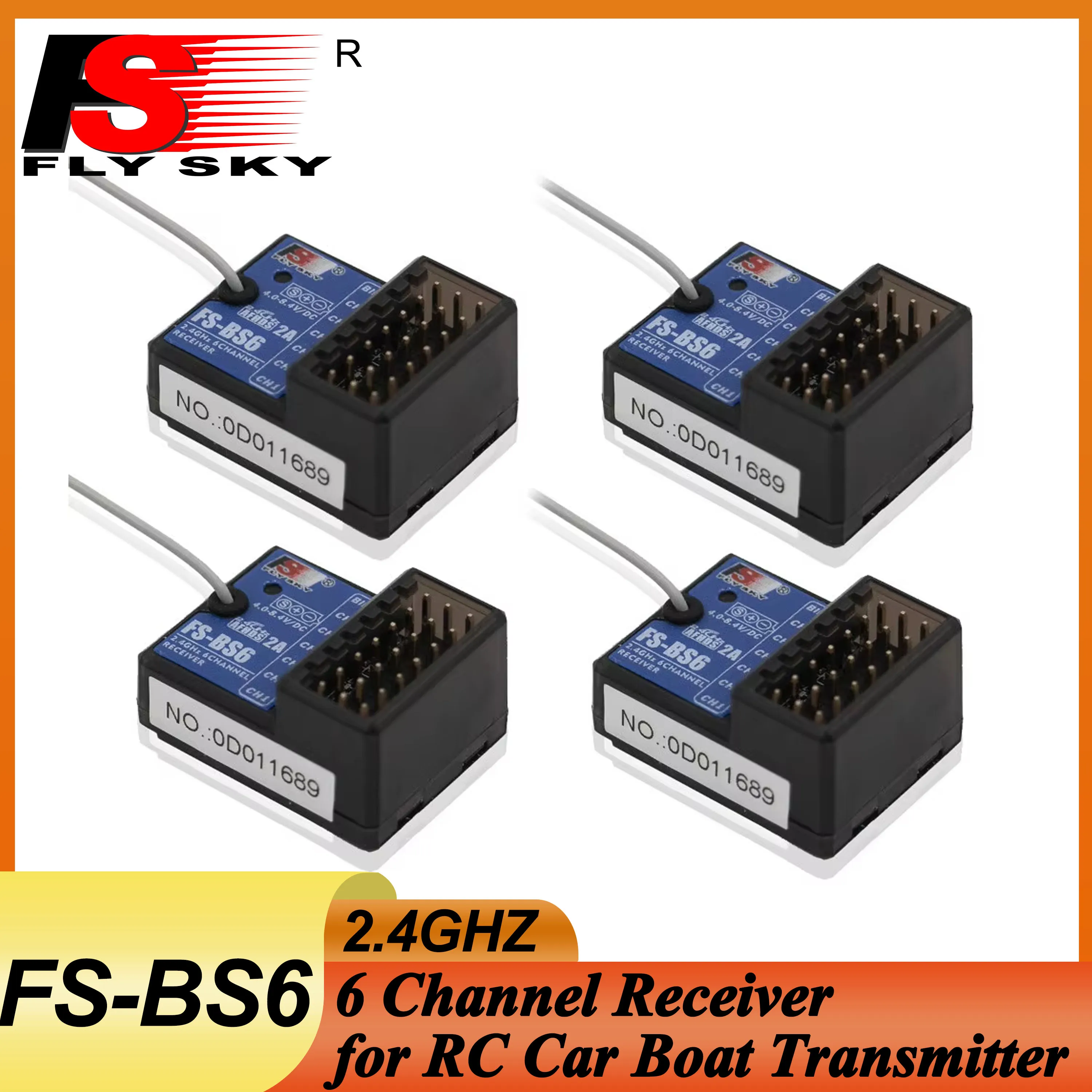 

1/2/4PCS FLYSKY FS-BS6 6CH 2.4G PWM Receiver Radio System for RC Crawler Car Boat Robot Plane FS-GT5 Remote Control Transmitter