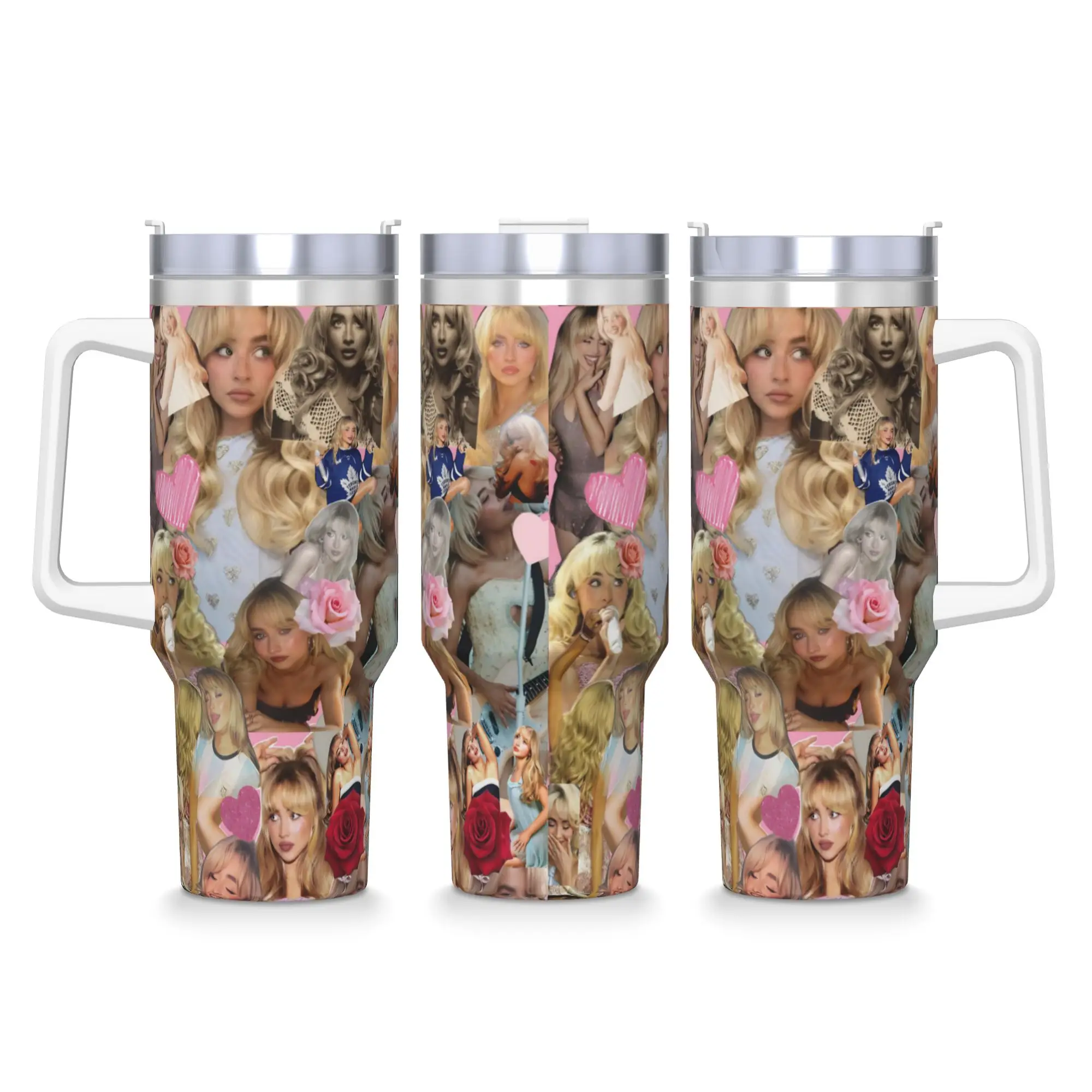 

Стакан из нержавеющей стали Sabrina Carpenter, американская певица, автомобильные кружки с соломинкой, бутылка для горячих напитков, большие термочашки