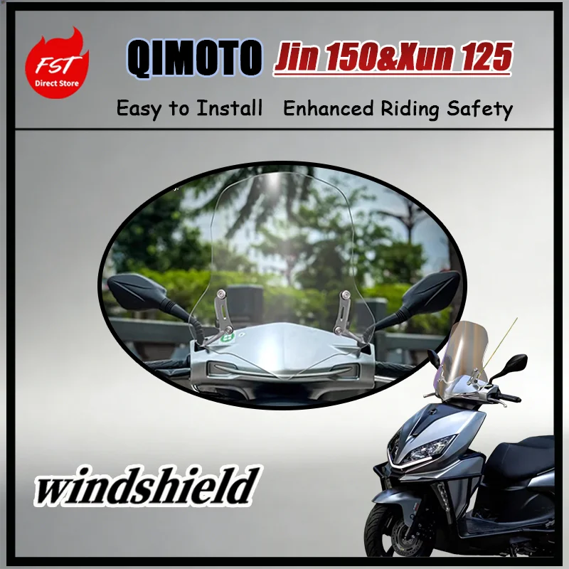 

FOR QJMOTOR Jin150 Xun125 Anti-UV Transparent Windshield Durable Wind Deflector for Motorcycles Debris Protection