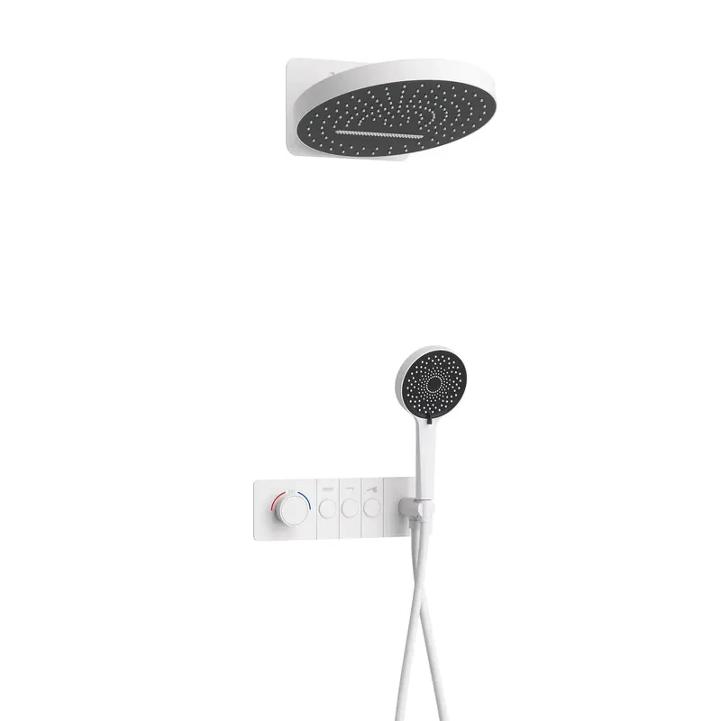 Brushed Gold Brass High Quality 3 Ways Rain Wall Mounted Concealed Shower Complete Set in Wall for Bathroom