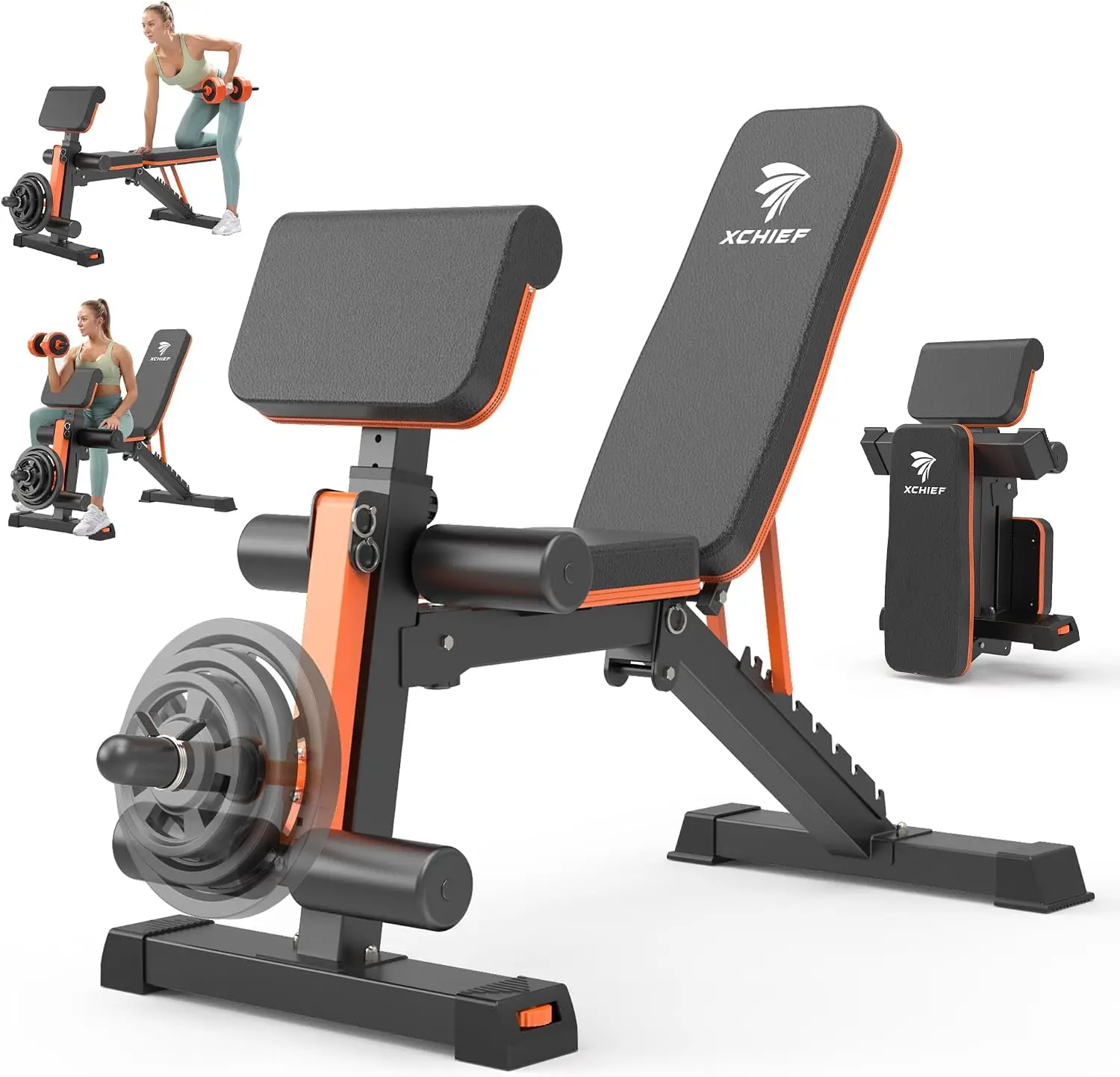 Foldable Bench Press For Home Gym With Leg Extension Preacher Pad Incline Decline Flat Capacity