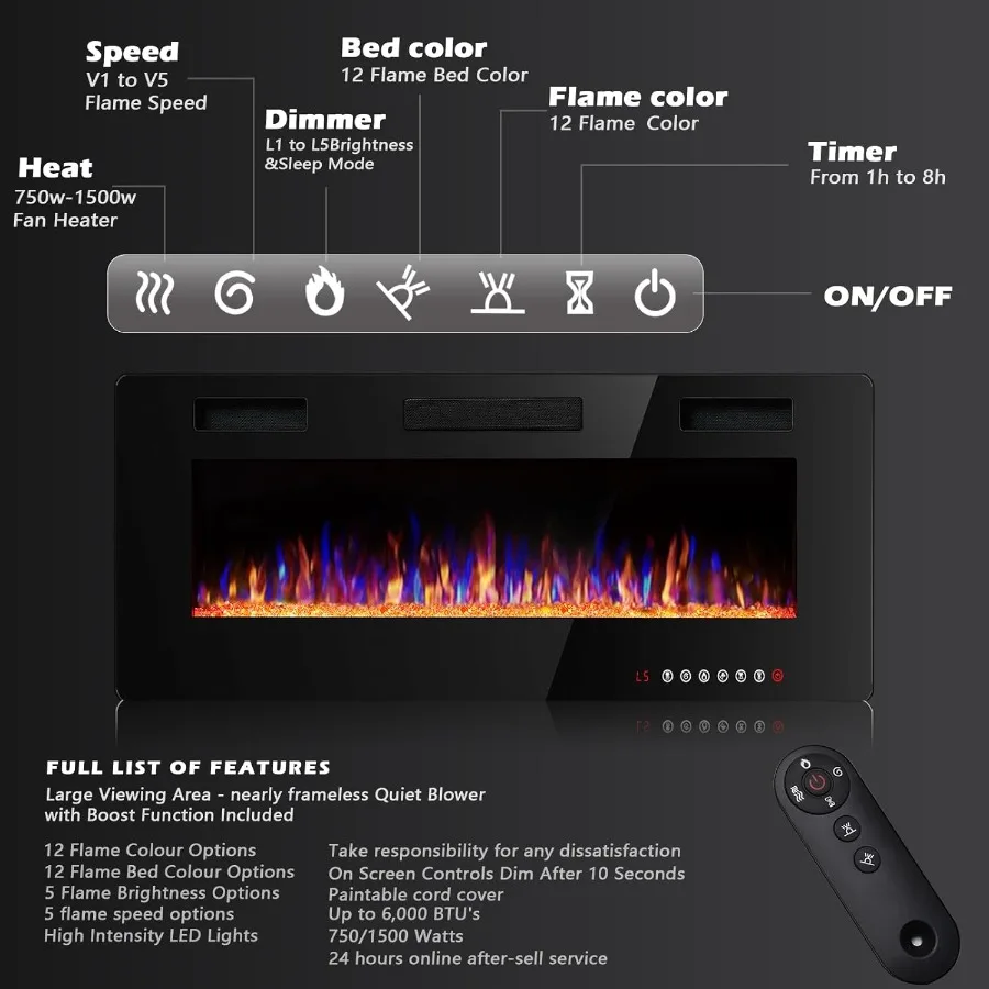 36 بوصة رقيقة جدا الصمت الخطي مدفأة كهربائية إدراج راحة الحائط الموقد ل 2x4 و 2x6 مسمار الإعلان