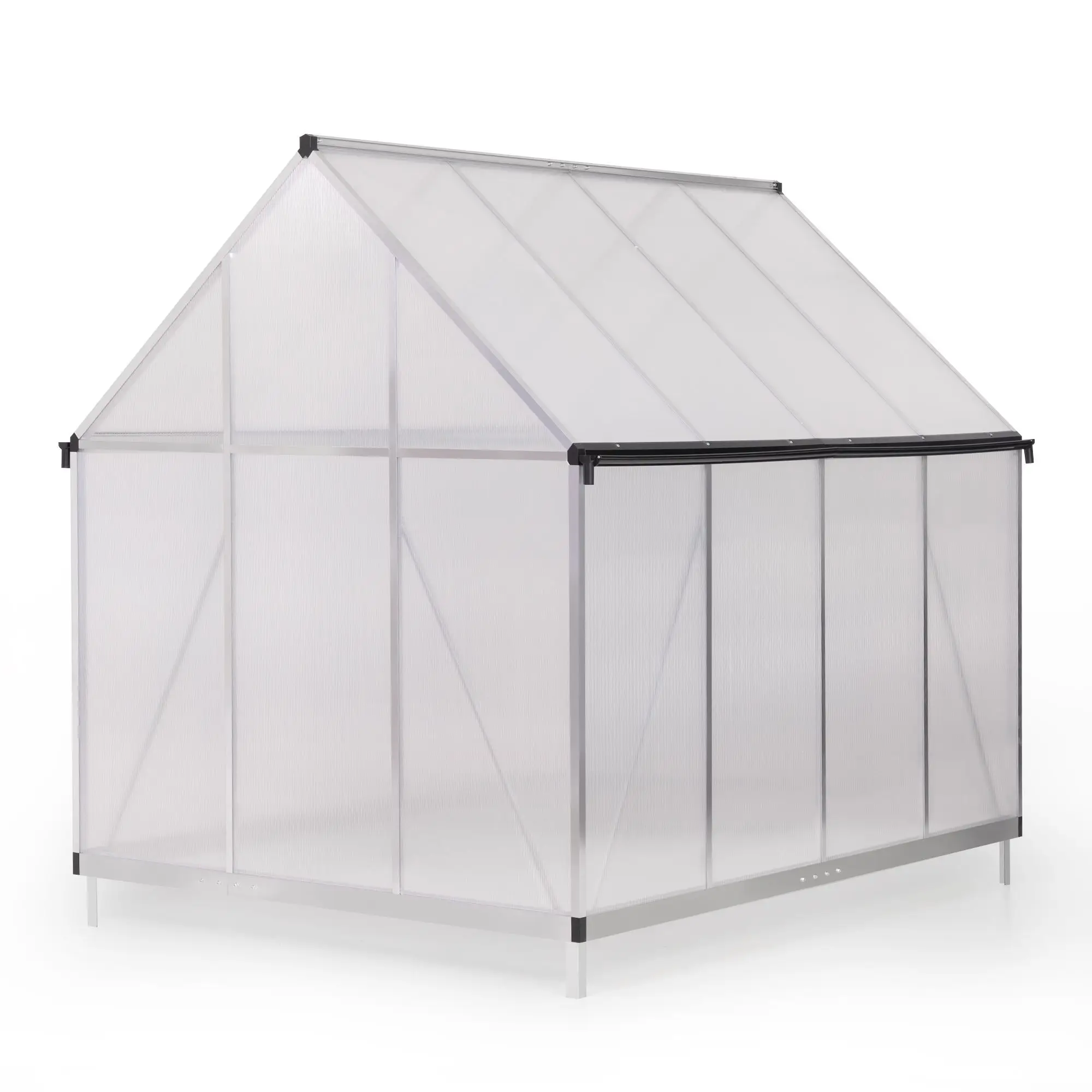 

6x8 FT Polycarbonate Greenhouse, Outdoor Walk-in Green House with Vent Window, Hinged Door, Rain Gutter, Heavy-Duty Aluminum Hot