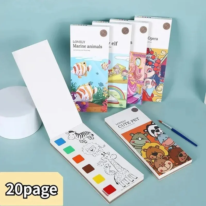 20 Pages of Children Educational Doodle Coloring Book Comes with Watercolor Paints - AliExpress 26