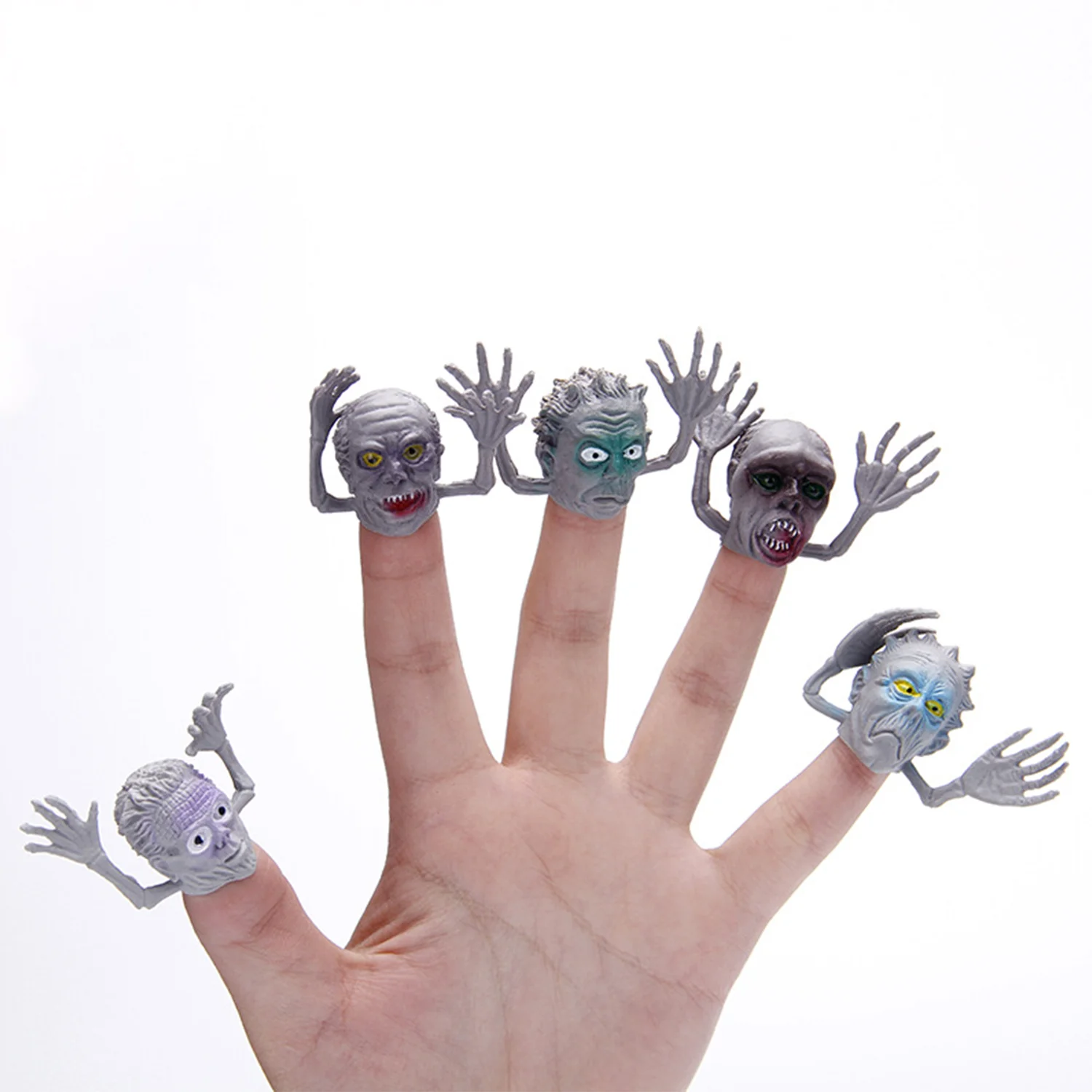 Ghost Head Finger Set Halloween Trick Party Plastic Toys Parent Child Interaction Zombie Witch Finger Gloves