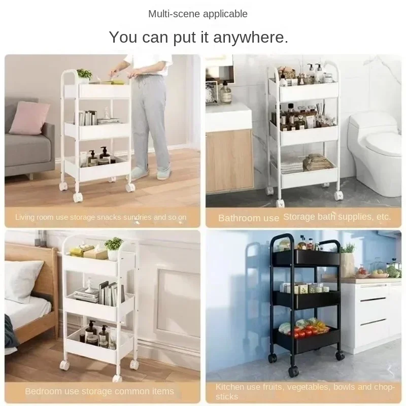 Multi-Layer Storage Rack Snack Cart Trolley Organizer Household Kitchen Multifunctional Cart with Wheels Home Accessories