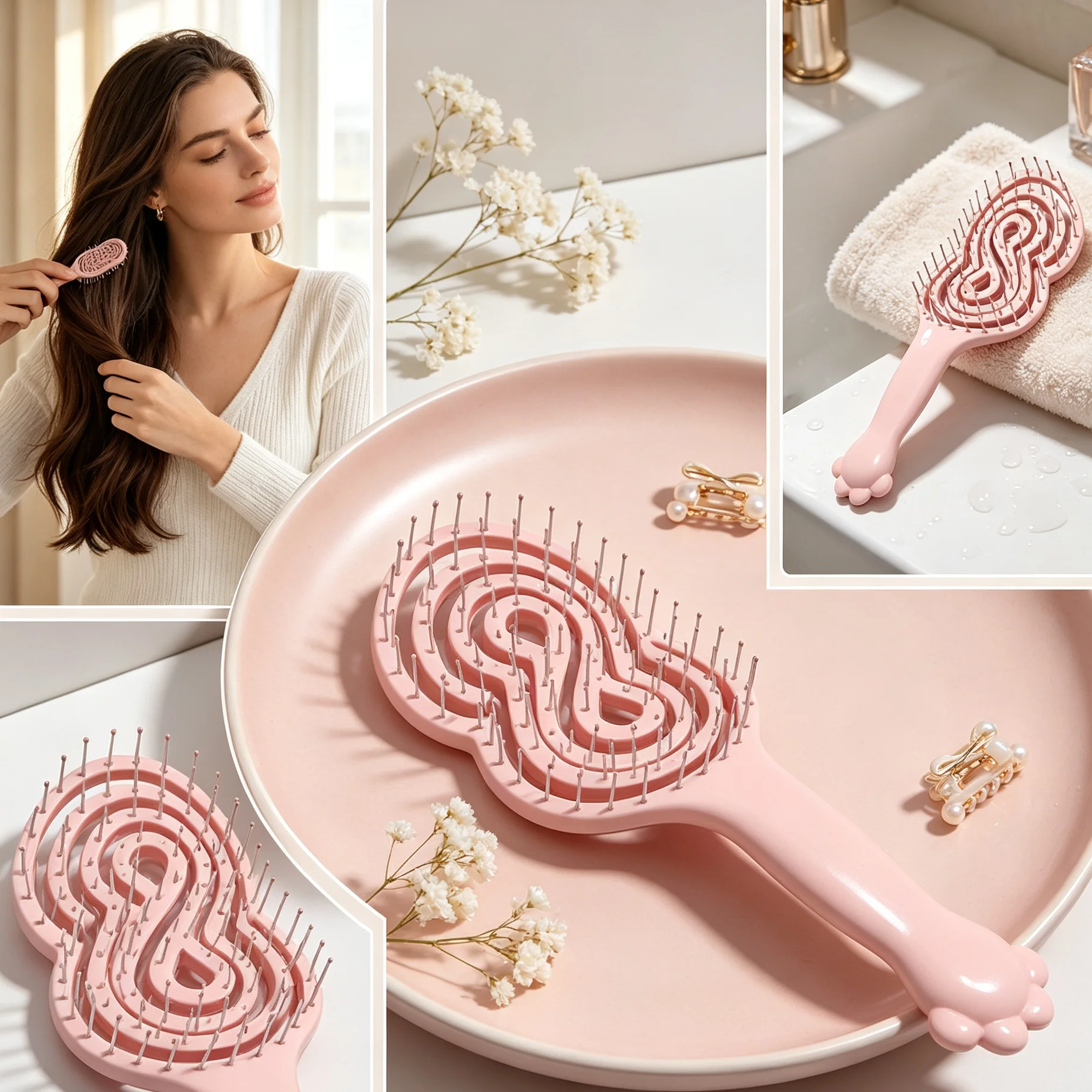 Internet celebrity cat claw-shaped air cushion comb with head massage function, suitable for dry and wet hair styling.
