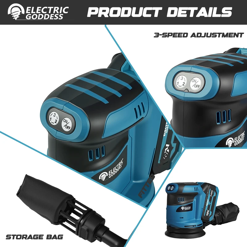 Makita – ponceuse orbitale à disque électrique sans balais, 125mm, sans fil, pour le travail du bois, mastic de ponçage, outil de polissage pour batterie 18V