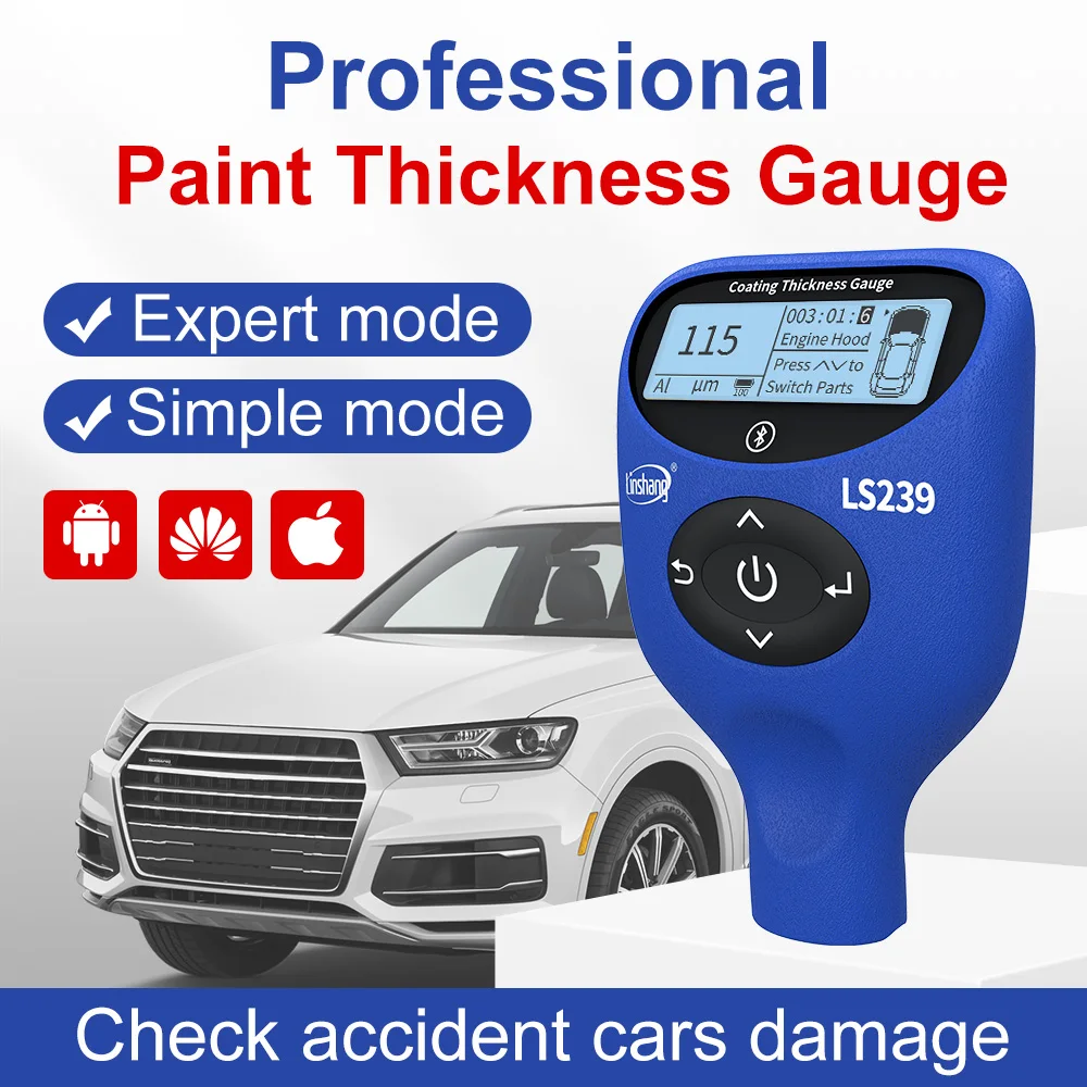 Pro Grade Coatingdiktemeter LS239 5000μm Professionele modus Digitale coatingdiktemeter voor auto's