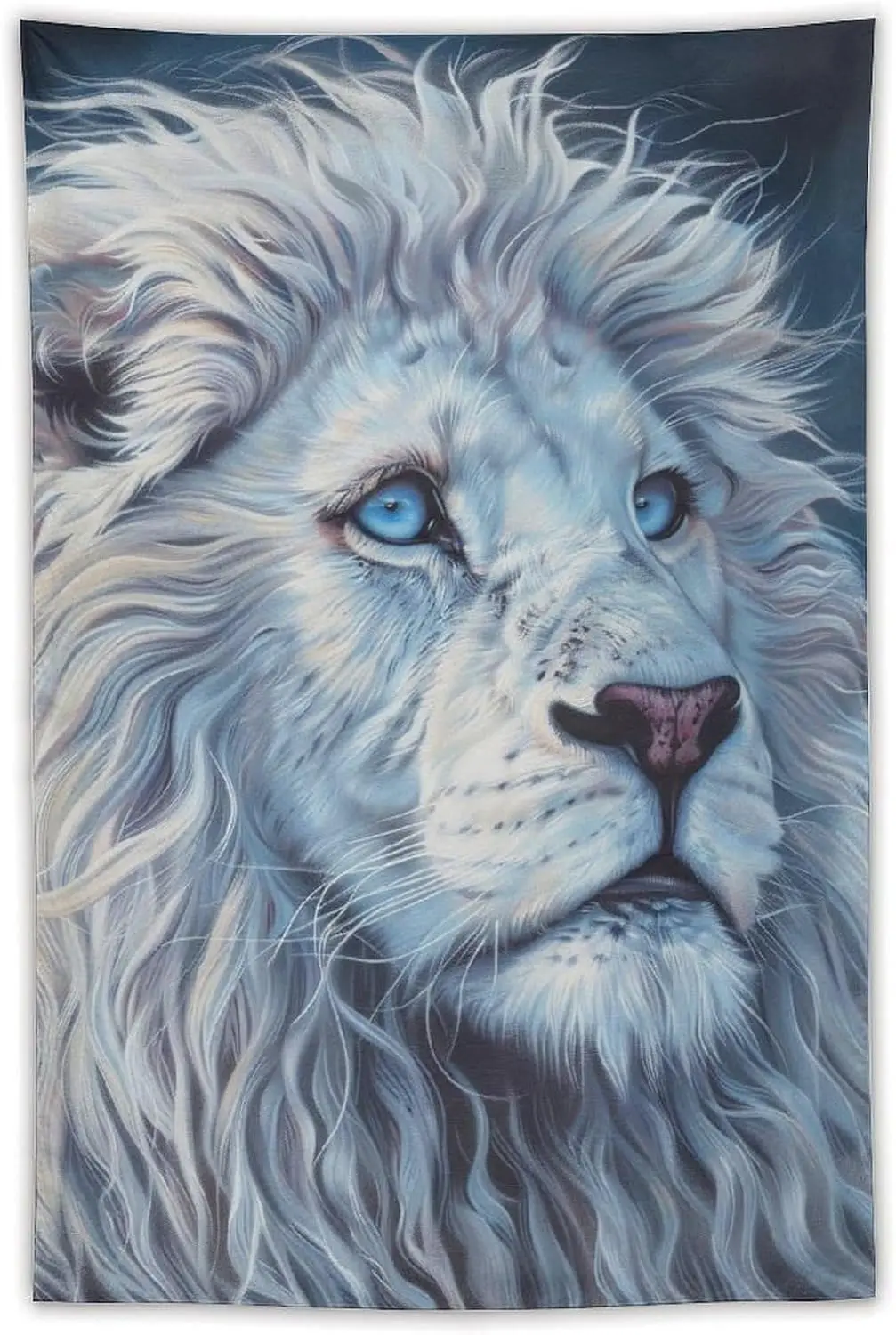 Wall Art Blue Eyes White Lion Animal Majestic Tapestry for Bedroom Living Room Decor for Men And Woman Tapestries Wall Hanging