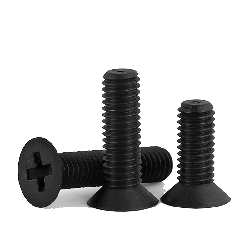 Tornillos de cabeza avellanada de nailon negro para máquina, pernos de cabeza plana Phillips de plástico, longitud: 4 ~ 40mm, piezas, M5, M2, M2.5, M3, M4, M6, 30-100