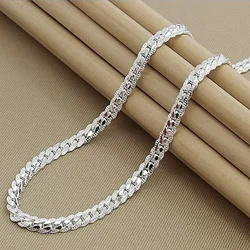 925 Sterling Silver 6mm Side Chain 8/18/20/22/24 Inch Necklace For Woman Men Fashion Wedding Engagement Jewelry Gift