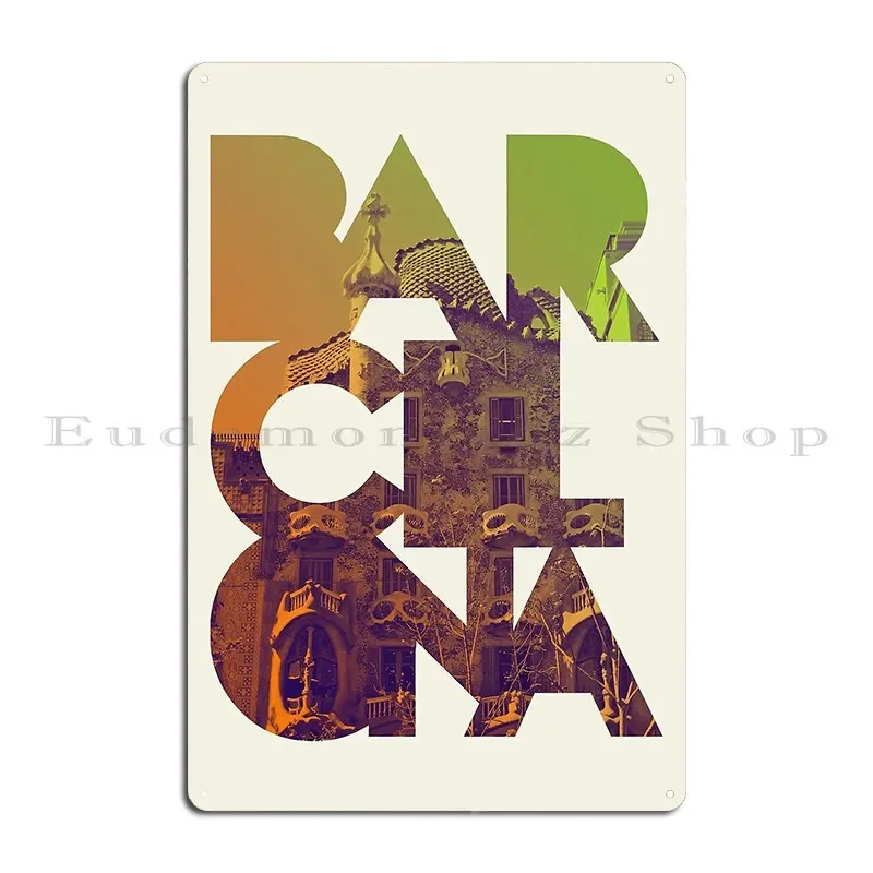Barcelona Modern Metal Sign Cinema Design Plaques Painting Bar Cave Tin Sign Poster