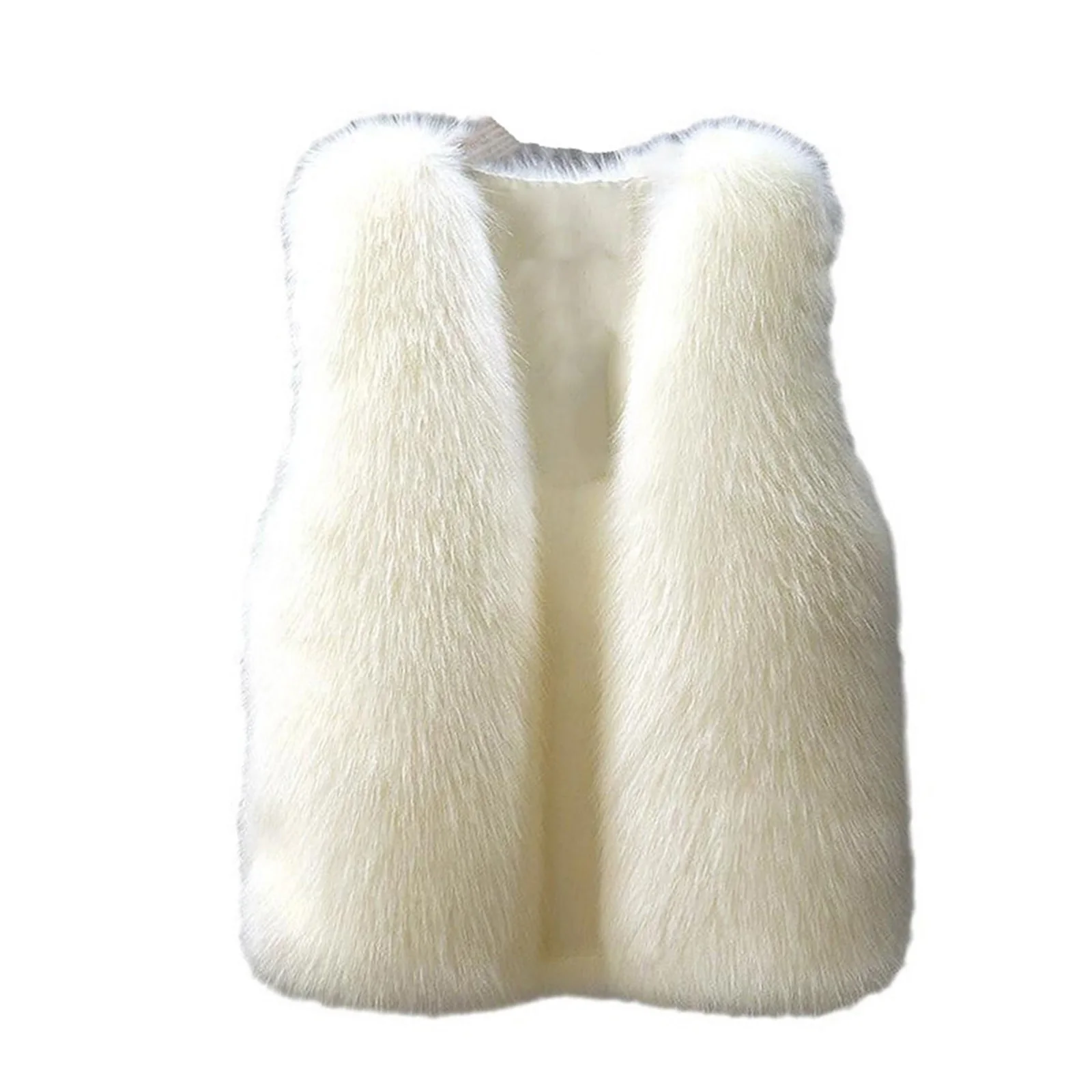 

Womens Faux Rabbit Fur Vest Open Front Sleeveless Fully Lined Tank Top Cardigan Cozy Fuzzy Outerwear for Office Shopping Daily