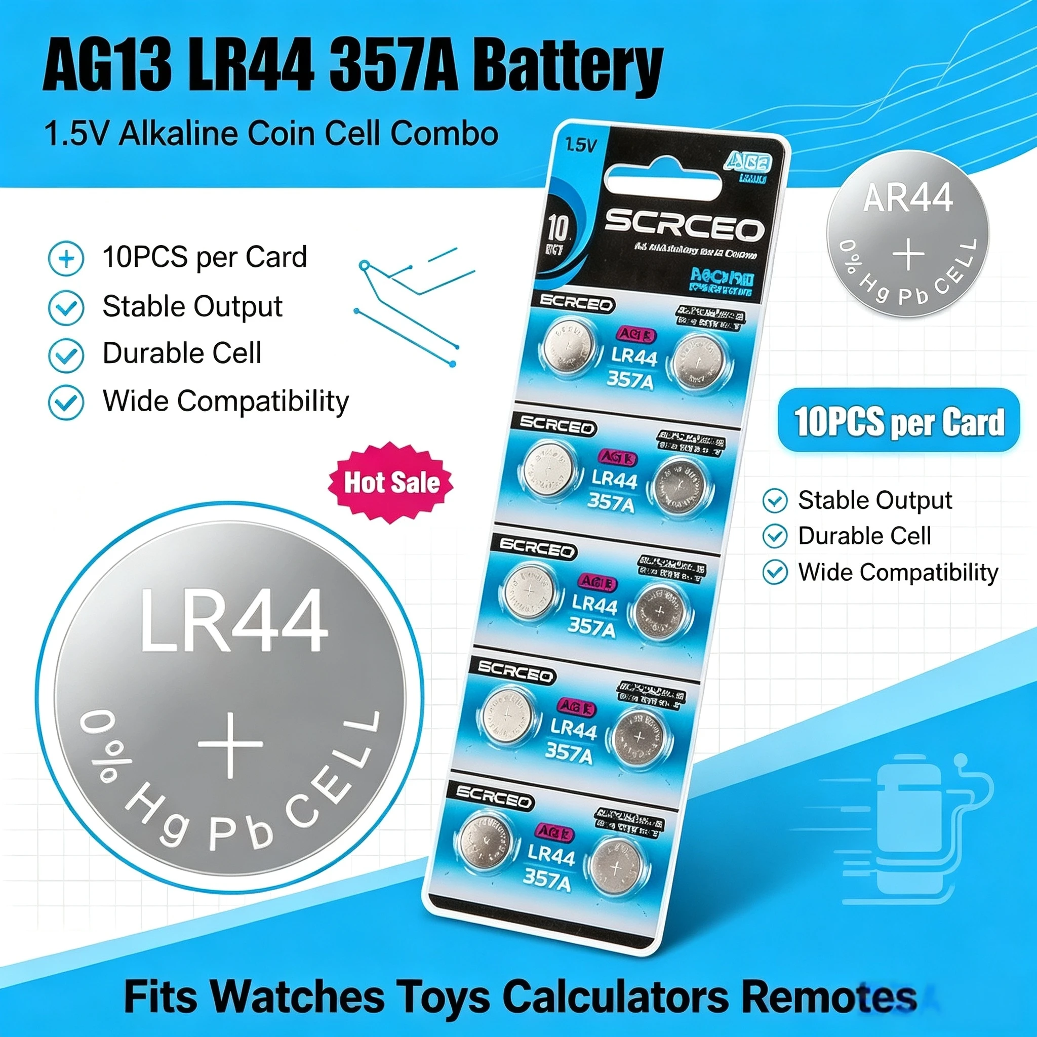 4-60pcs AG13 LR44 Button Battery 1.5V Lithium Battery 357 SR44 LR1154 For Toy Calculator Car Key Watch Remote Button Coin Cell