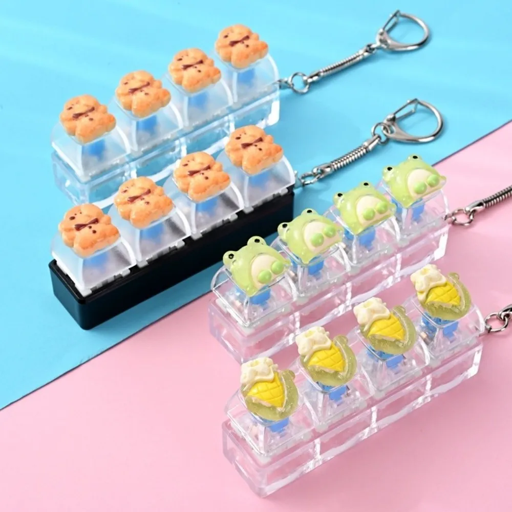 Pendant 4 Key Fidget Keychain Cartoon Pressable Keycap Fidget Biscuit Animals Mini Mini Keyboard Pendant Party Gift