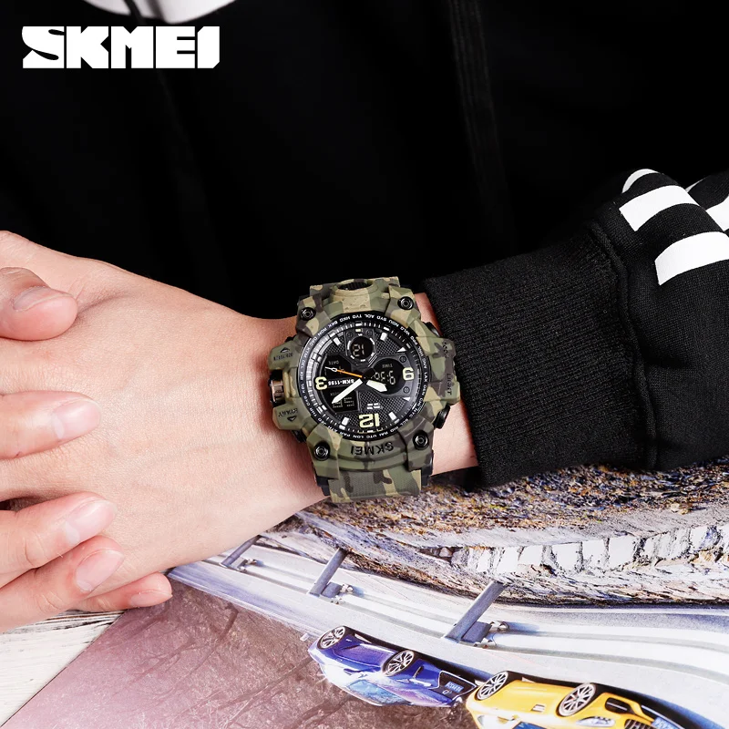 SKMEI 1155B مقاوم للماء للصدمات ساعة رياضية رقمية للرجال ساعات المعصم العسكرية الإلكترونية رجالي تاريخ ساعة Reloj Hombre