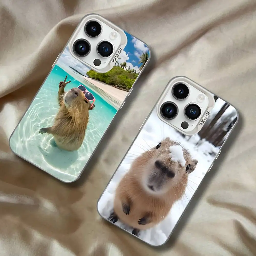 Kapibala Animals White Matte Shockproof CoverPhone Case For iPhone 17,16,15,14,13,12,11,Pro,XS,Max,Plus,Mini,SE4,E
