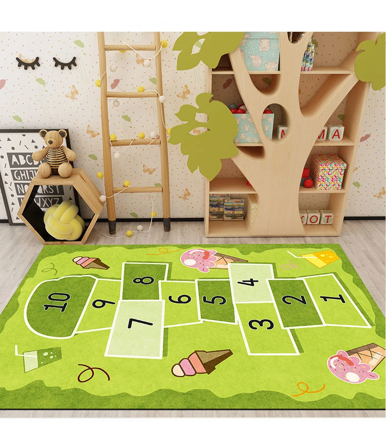 Tapis Rectangulaire Antidérapant pour Chambre de Bébé, Polymère de Jeu, Grande Surface, pour oral et, Sol, Dessin Animé, Mignon