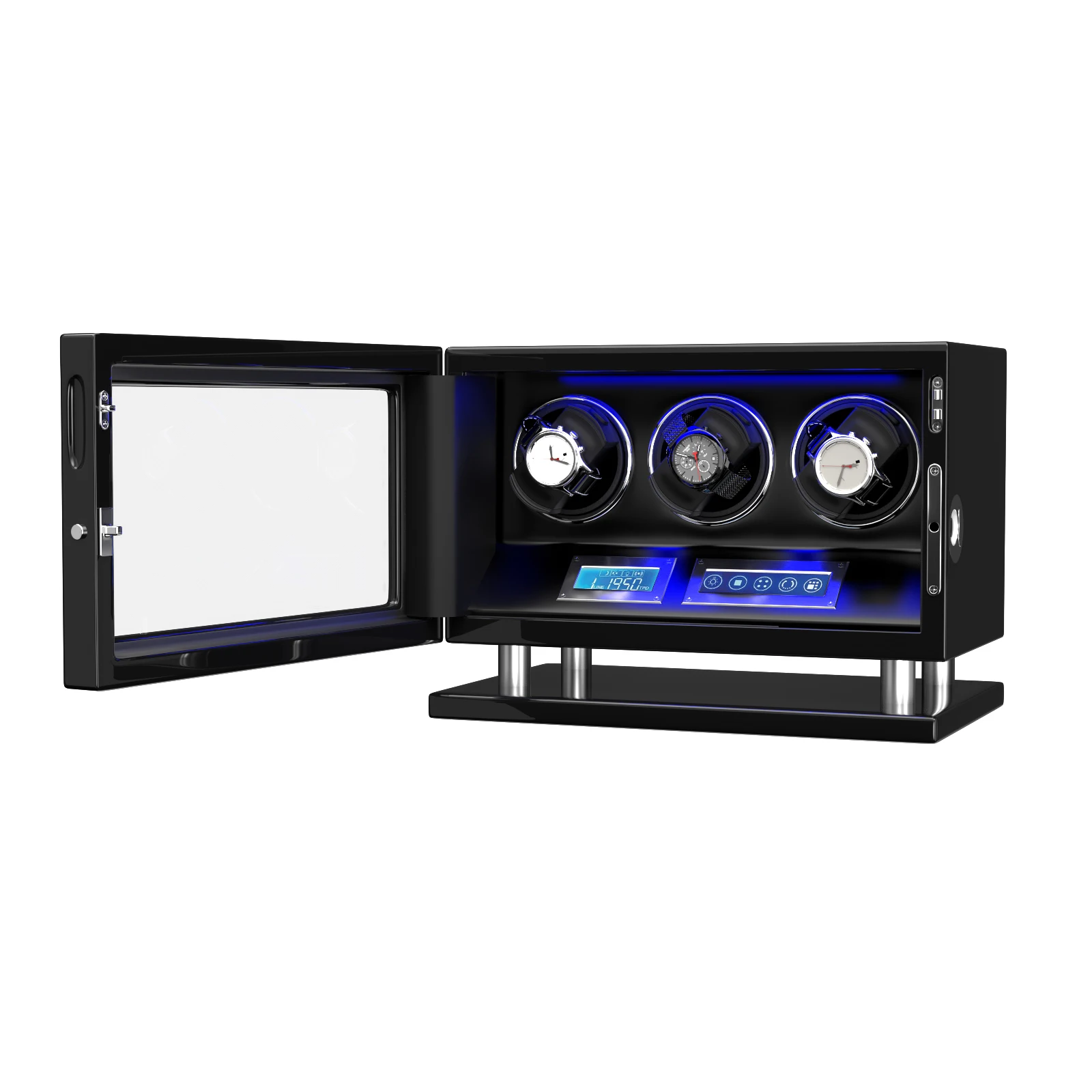 Fingerprint Unlock Automatic Watch Winder with 3/4/6/8/12 slot Touchscreen Remote Control Mabuchi Motor Watch Safe Box