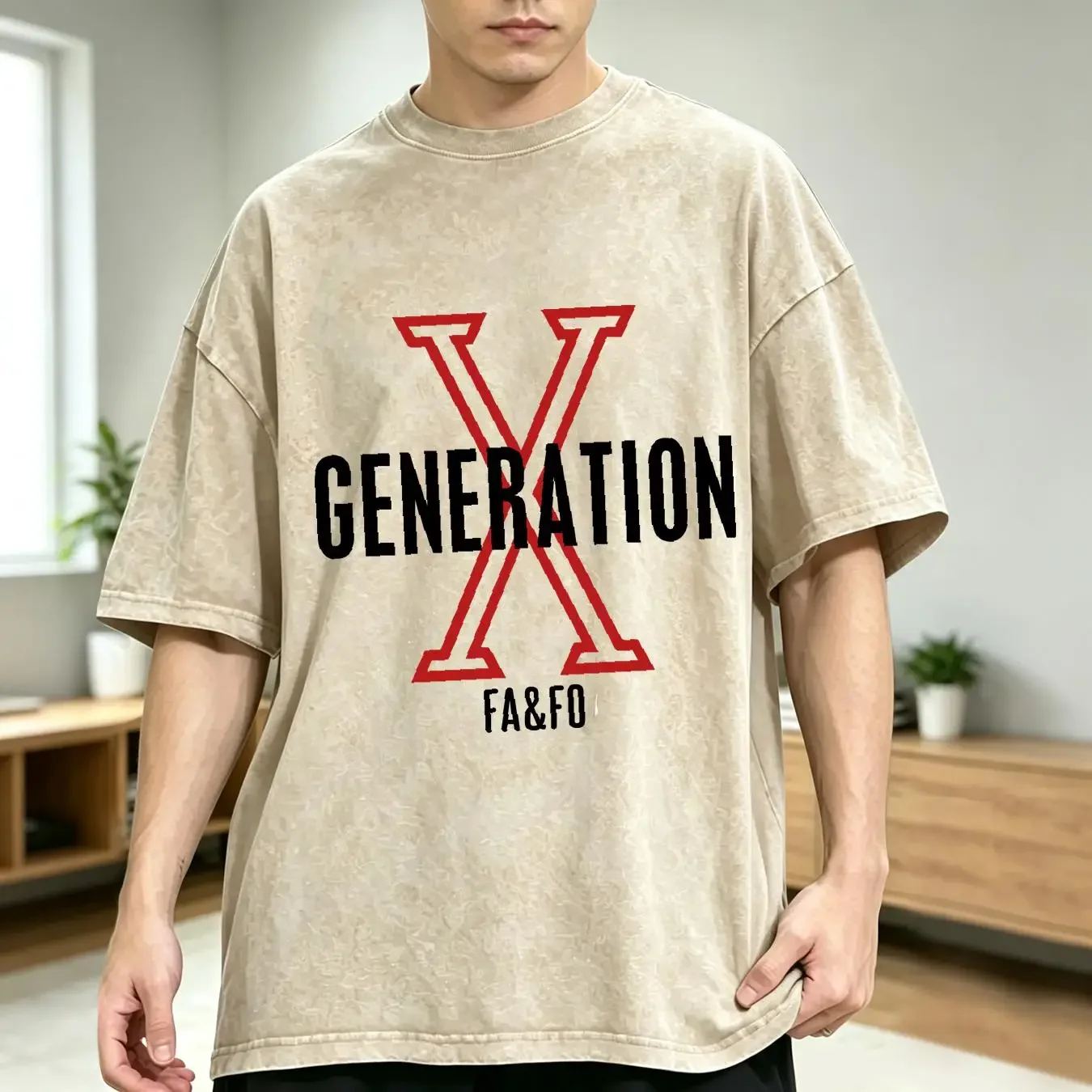 washed T Shirt Generation X FA FO Gen Era Assorted Sizes Colors vintage Washed Top For Everyday Wear Breathable Soft Versatile
