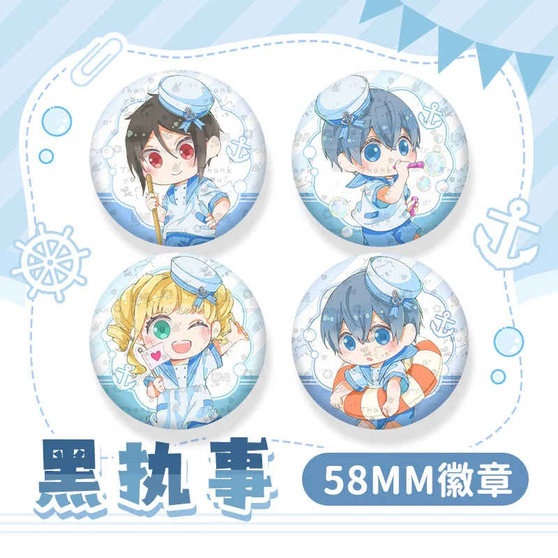 Black Butler Anime Costumes Badges Pins ‌Sebastian Elizabet Women Brooch Cartoon Cosplay Fashion Brooches for Bag Accessorie