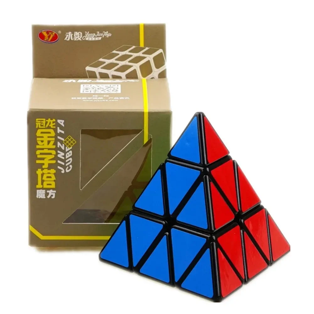 YJ GuanLong 3x3x3 الهرم السلس المكعب السحري التعليمية 3x3 سرعة مكعب مثلث أربعة محاور Tetrahedron الألغاز الاطفال اللعب