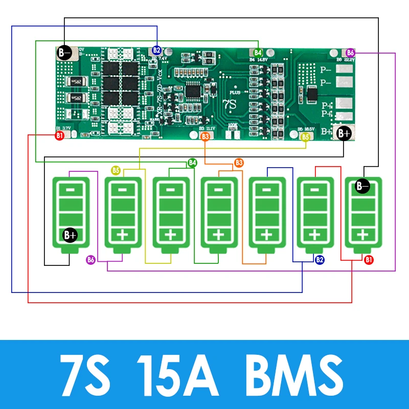BMS 7S 24V 10A 15A 20A 30A Li-ion 18650 Battery Charge Board With Balance Function Short Circuit / Temperature Protection