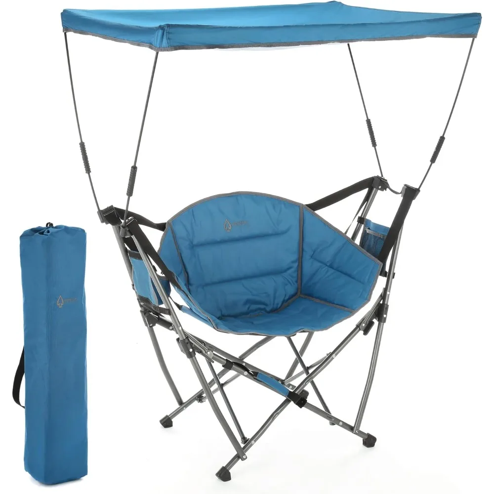 

Portable Folding Swinging Hammock Camping Chair, Removable Canopy, Perfect for Stargazing, Cup Holder, Storage Pouch, Carrying