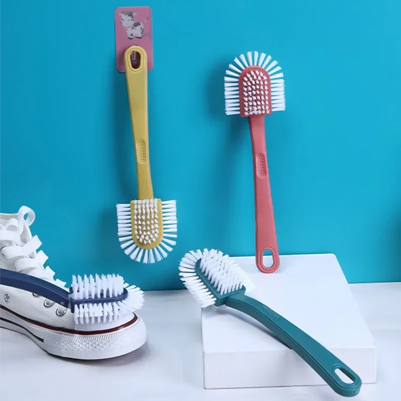 New Household Multifunctional All-round Five-sided Shoe Washing Brush Plastic Long-handled Soft-bristle Shoe Brush Cleaning Bush