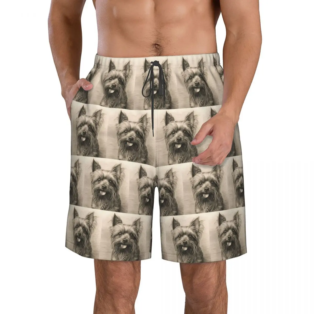 The Adorable Yorkshire Terrier Dog Trunks Beach Board Shorts Casual Quick Dry Swim Summer Men Pants