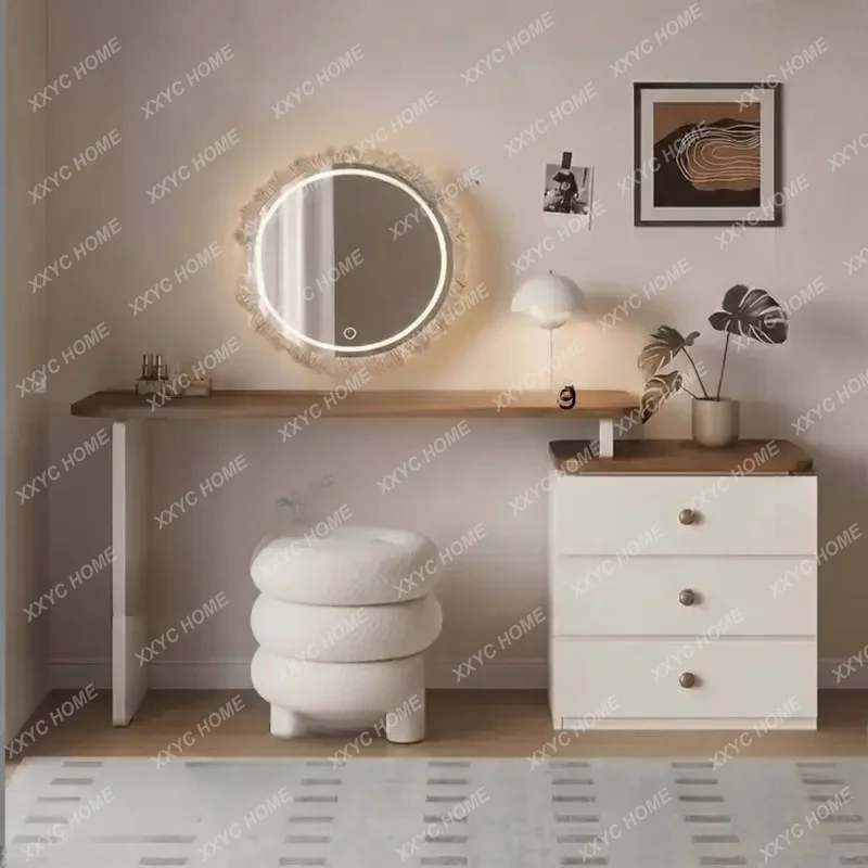 L Compact Decoration Vanity Desk Shelves Wooden Modern Corner Dressing Table Compact Drawers