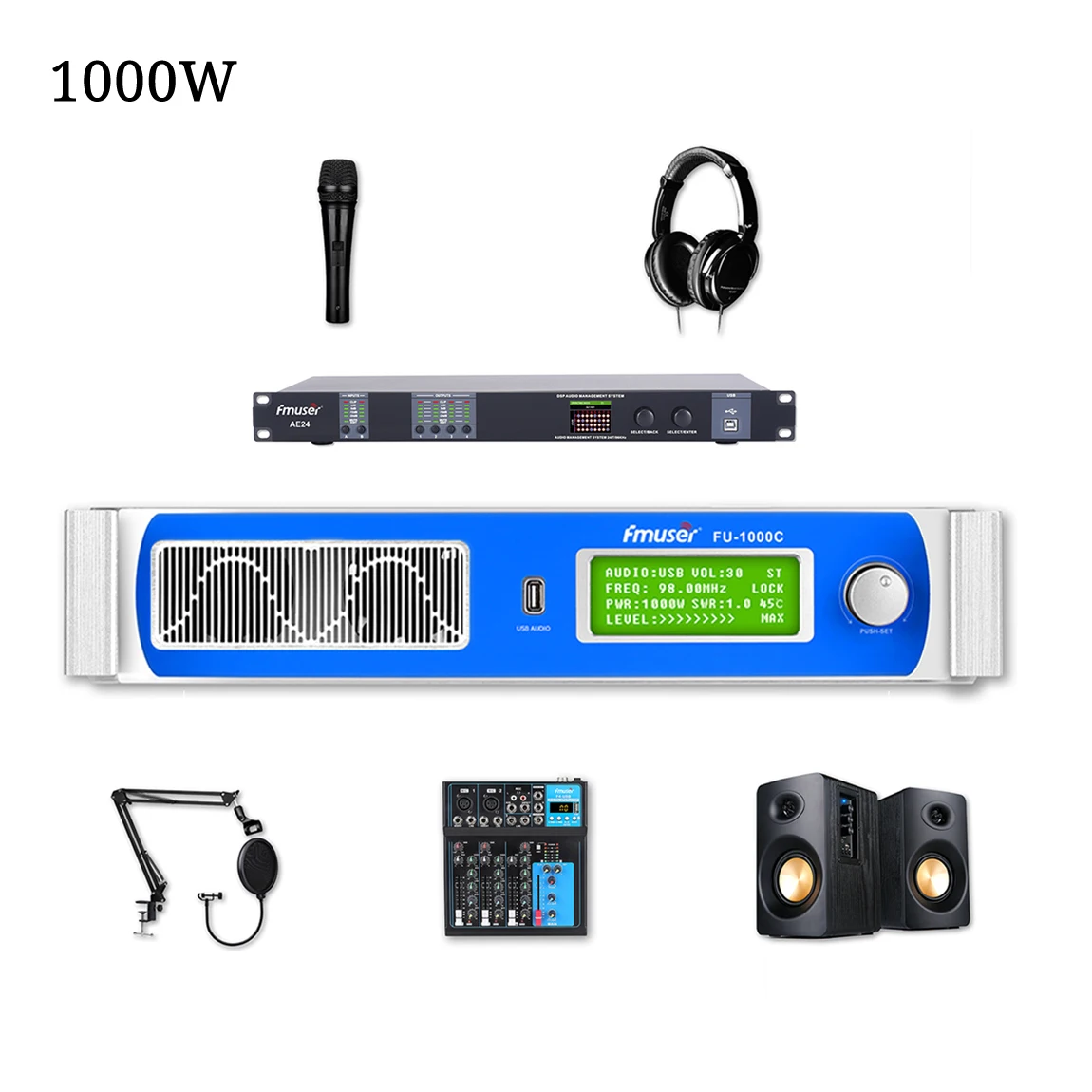 FMUSER BS-1M FM Radio Station Equipment Package, FM transmitter, Radio Station, 1000W 1KW