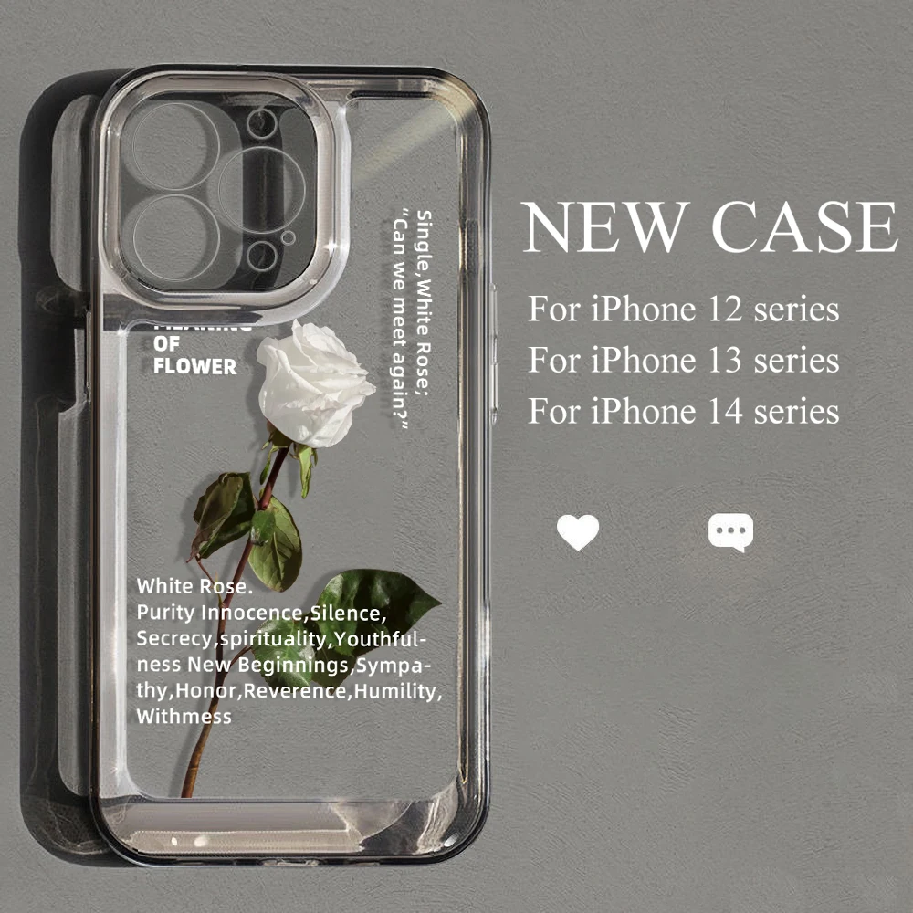 Case For Iphone 11 Pro Max TPU Cover Iphone 12 14 13 15 Pro Max X XR XS Max 7 8 Plus SE 2020 14 Plus White Rose Silicone Coque