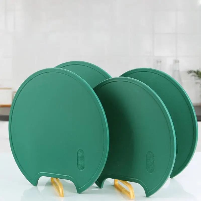 Kitchen Cutting Board  Double-Sided Anti-mildew PE Chopping Board Non Slip Stand-Up Round Green Food Cutting Mat Kitchen Supplie