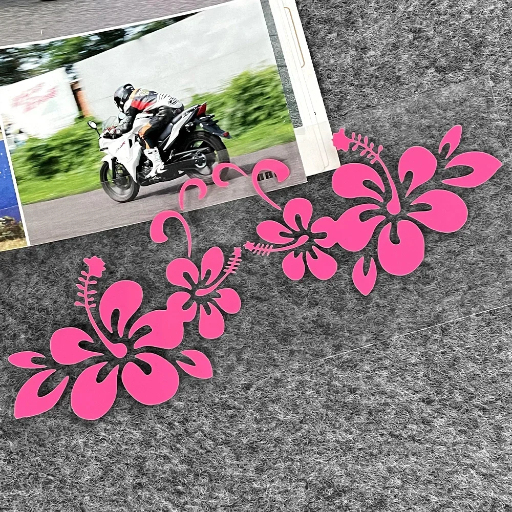 Voor Honda Toyota Hawaiiaanse Hibiscus Bloemvorm Reflecterende Motorfiets Scooter Elektrische Helm Body Window Voorruit Auto Sticker