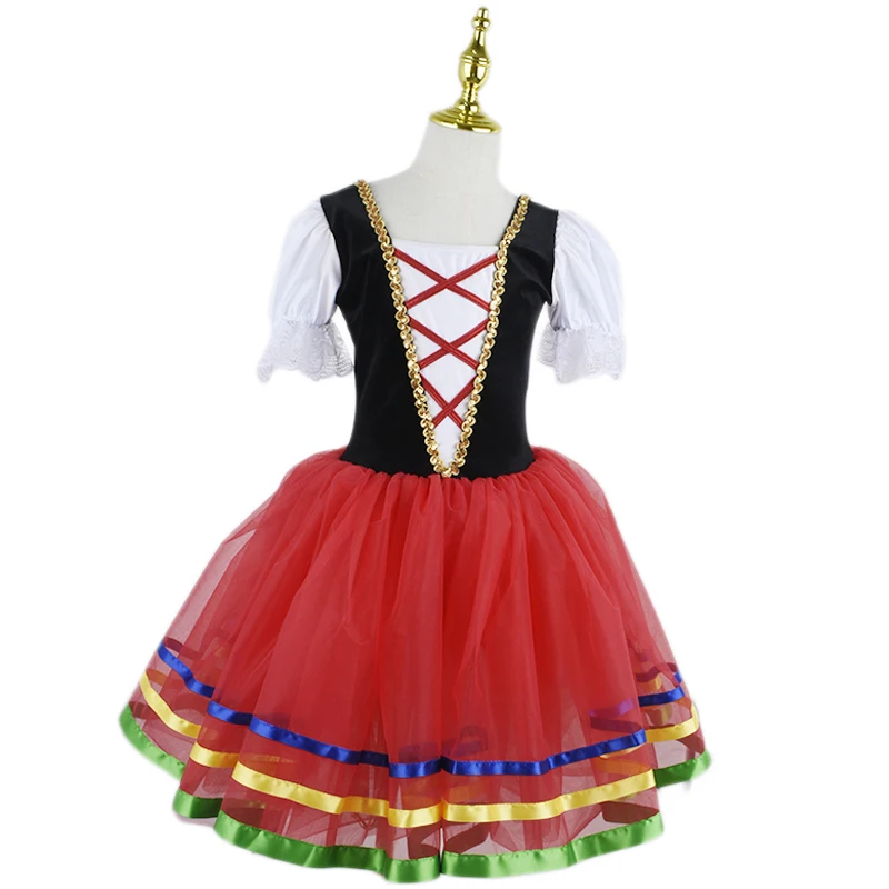 Vestido de Ballet rojo para niñas, leotardo de gimnasia, vestidos largos de Ballet, disfraz de Baile de Princesa bailarina, vestido de cumpleaños