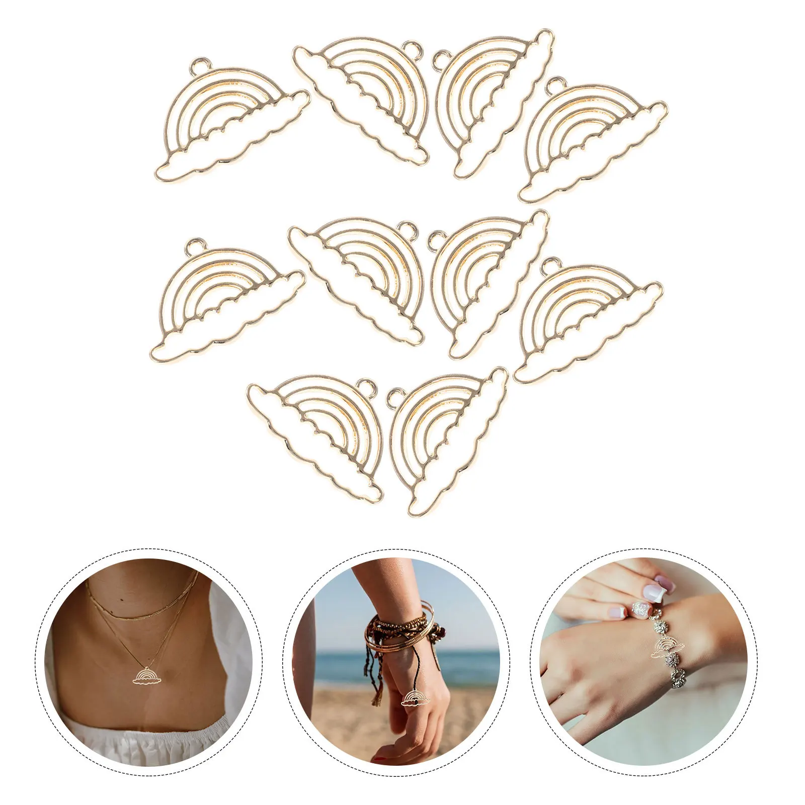 

10Pcs Rainbow Metal Open Bezel Pendants Charms DIY Jewelry Making Supplies Necklace Bracelet Earring Resin Craft Accessories